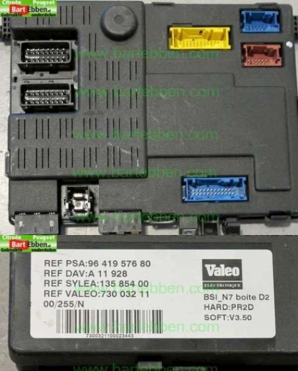 BSI-N7/ VALEO 73003211 9641957680 BOITE D2 HARD:PR2D SOFT:V3.50 7300321100023443/ ZIE.6580C3 6580RW